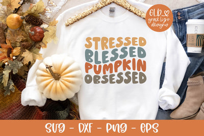Stressed Blessed Pumpkin Obsessed - Retro Fall SVG SVG Grace Lynn Designs 