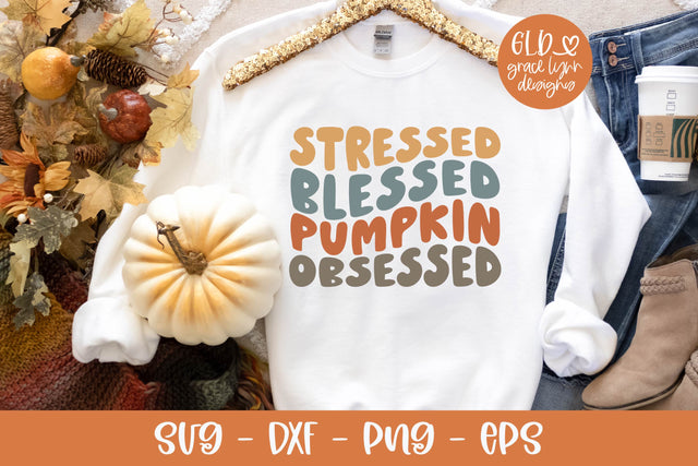 Stressed Blessed Pumpkin Obsessed - Retro Fall SVG SVG Grace Lynn Designs 
