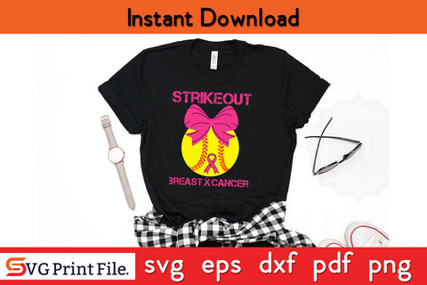 Strike Out Breast Cancer Awareness Softball Fighters SVG PNG Cricut Silhouette Cut File SVG SVG Print File 