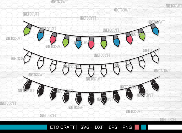 String Lights Clipart SVG | Lights Svg | Light Strand Svg | Icicle Lights Svg | String Lights Clipart SVG ETC Craft 