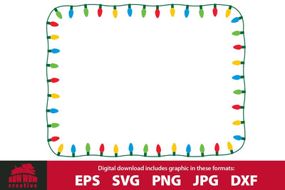 String of Christmas Lights Frame / Border SVG Sign Cutting File & Clipart SVG Bow Wow Creative 