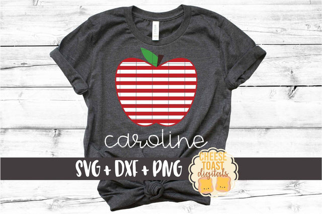 Striped Apple - School Teacher SVG PNG DXF Cut Files SVG Cheese Toast Digitals 