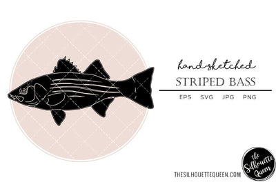 Striped Bass Hand sketched, hand drawn vector clipart SVG Loveleen Kaur 