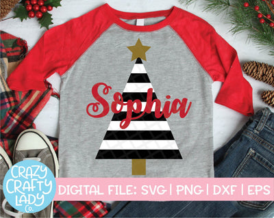 Striped Christmas Tree | Holiday SVG Cut File SVG Crazy Crafty Lady Co. 
