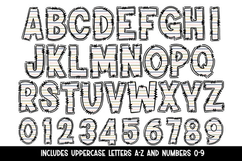 Striped Doodle Letters Sublimation BijouBay 