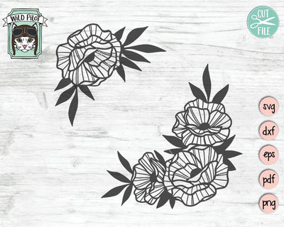 Striped Floral Corners SVG Cut File SVG Wild Pilot 