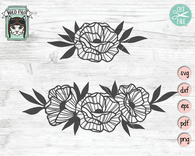 Striped Flower Borders SVG Cut File SVG Wild Pilot 