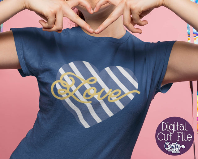Striped Heart - Love Svg SVG Crafty Mama Studios 