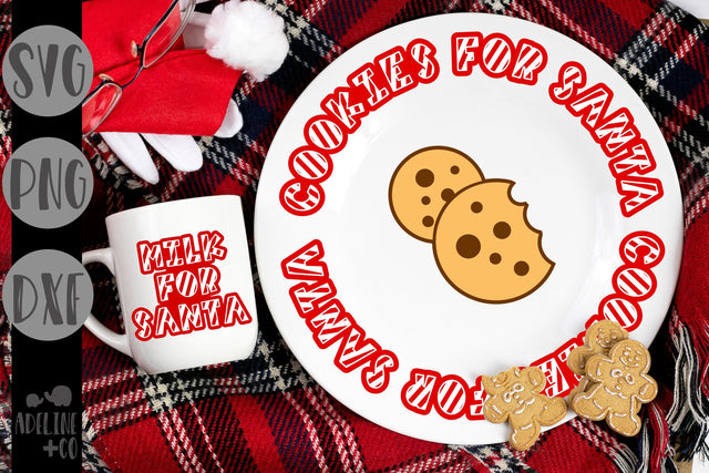 Striped milk cookies plate, Christmas SVG Adeline&co 