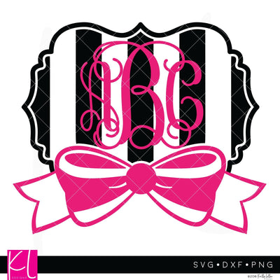 Striped Monogram Frame with Bow SVG Kelly Lollar Designs 