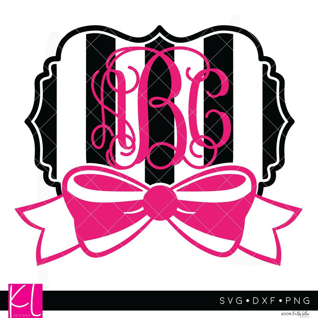 Striped Monogram Frame with Bow SVG Kelly Lollar Designs 