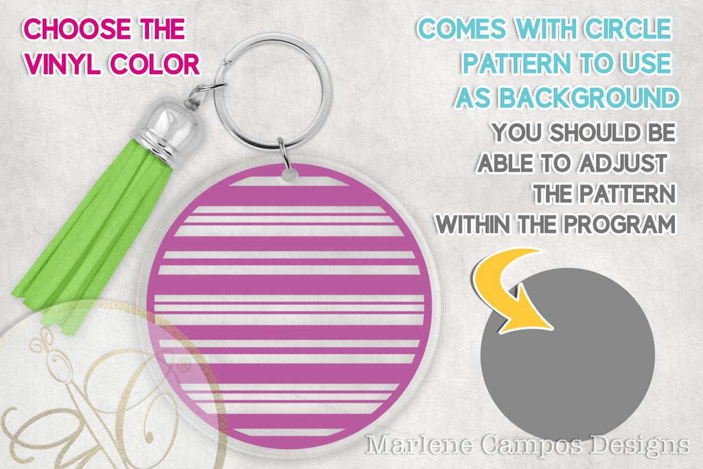 Stripes Round Keychain Pattern SVG Bundle /SVG, DXF, PNG - So Fontsy