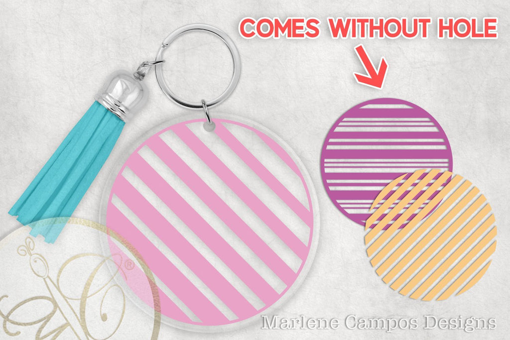 Stripes Round Keychain Pattern SVG Bundle /SVG, DXF, PNG - So Fontsy