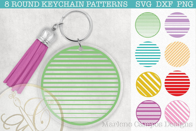 Stripes Round Keychain Pattern SVG Bundle /SVG, DXF, PNG SVG Marlene Campos 