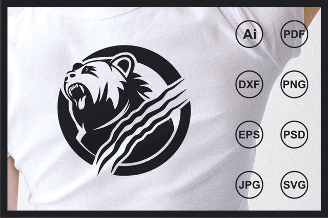 Strong bear head design illustration SVG Leamsign Studio 