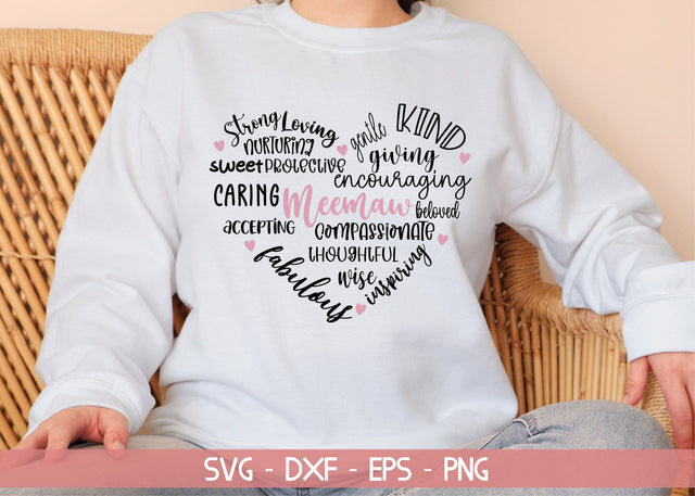 Strong loving nurturing caring accepting sweet protective fabulous inspiring beloved compassionate thoughtful wise encouraging giving gentle kind meemaw SVG md faruk hossain 