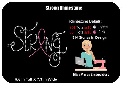 Strong Rhinestone | Awareness Ribbon | Rhinestone Template SVG MissMarysEmbroidery 