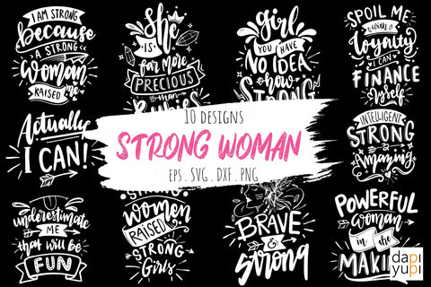 Strong Woman Lettering Quotes Bundle SVG dapiyupi store 