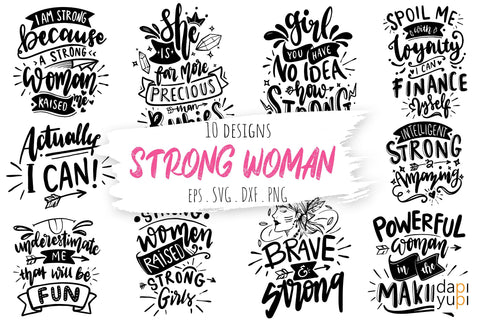 Strong Woman Lettering Quotes Bundle SVG dapiyupi store 