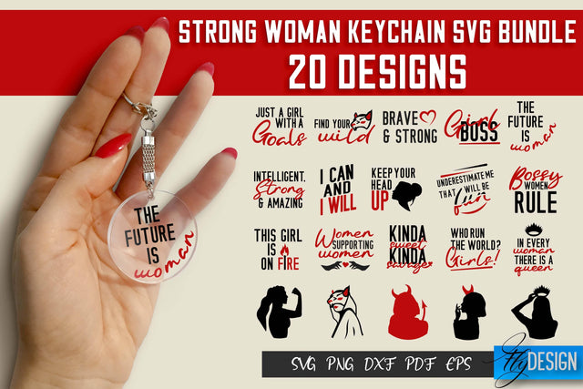 Strong Woman SVG Keychain Bundle | Funny Quotes SVG Design SVG Fly Design 