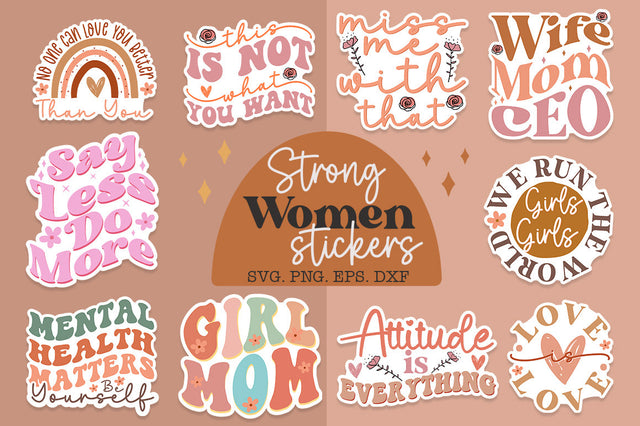 Strong Women Stickers. Boho Stickers design SVG Crazy Craft 