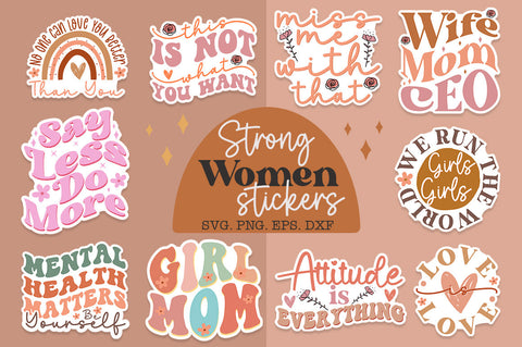 Strong Women Stickers. Boho Stickers design SVG Crazy Craft 