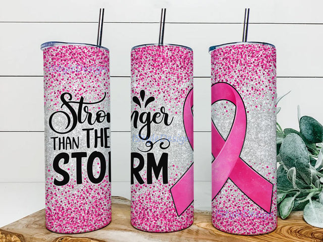 Stronger Than The Storm Breast Cancer Awareness 20 oz Skinny Wrap Sublimation Straight/Tapered Sublimation BouDesign 