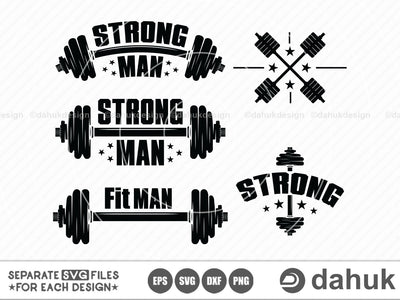STRONGMAN SVG | Barbell Dumbbell Bodybuilder Equipment | silhouette clipart cuttable design svg png dxf & eps designs SVG dahukdesign 