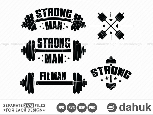 STRONGMAN SVG | Barbell Dumbbell Bodybuilder Equipment | silhouette clipart cuttable design svg png dxf & eps designs SVG dahukdesign 