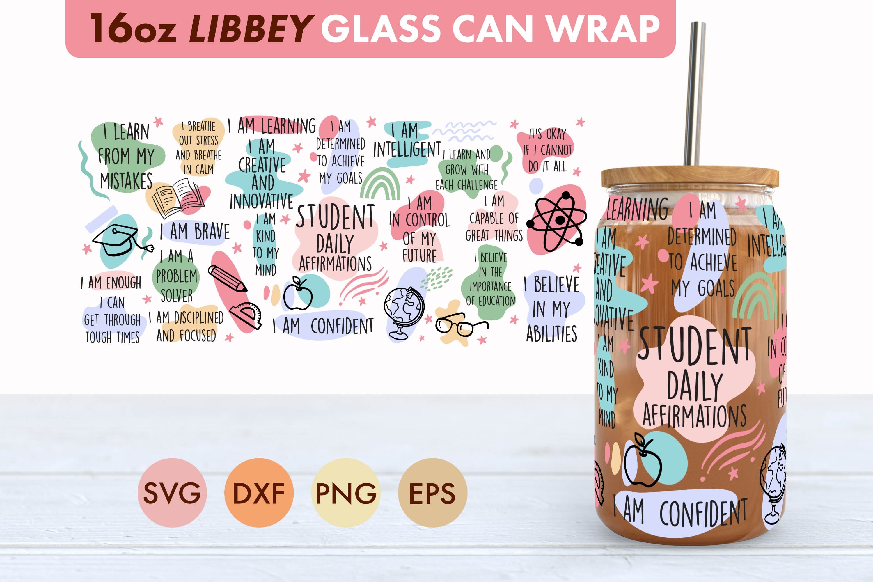 Fueled By Coffee And Sarcasm 16oz Libbey Glass Can Wrap