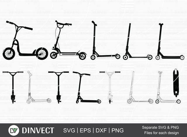 Stunt Scooter SVG, Scooter Silhouette, Scooter clipart, scooter silhouette, Scooter Design, Scooter Vector, Cutting Machine, Cameo, Vinyl Designs, Iron On Decals SVG Dinvect 