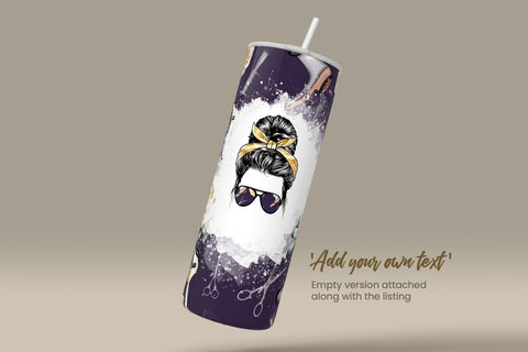 Style MOM, Mom Life Tumbler Wrap PNG, Add Your Own Text, Hair Life Messy Bun Hair Stylist Seamless Sublimation Designs, Skinny 20 oz Sublimation Syre Digital Creations 