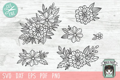 Stylized Floral Bundle SVG Cut File SVG Wild Pilot 