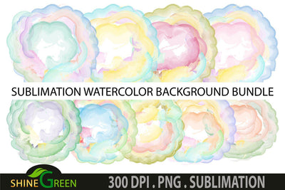 Sublimation Background Bundle - 9 Watercolor PNG Files Sublimation Shine Green Art 
