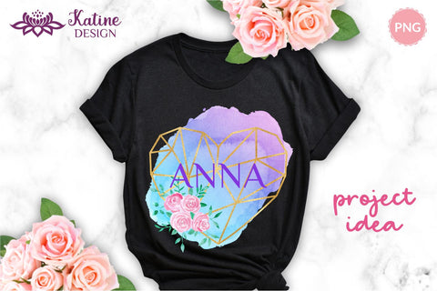 Sublimation Background Bundle Geometric Gold Foil Floral Frames Clipart with Watercolor Brush Stroke Splashes Png Sublimation KatineDesign 