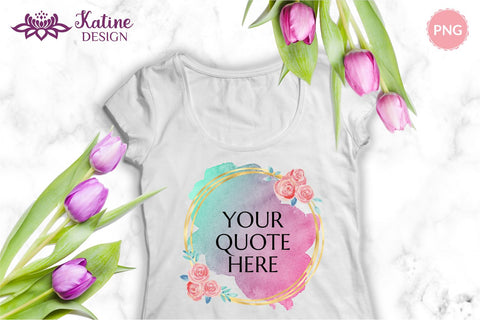 Sublimation Background Bundle Geometric Gold Foil Floral Frames Clipart with Watercolor Brush Stroke Splashes Png Sublimation KatineDesign 