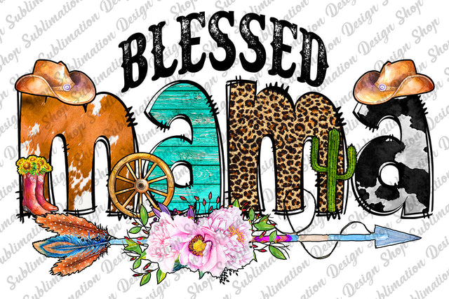 Sublimation, Blessed Mama Png, Western Mama Png, Leopard Mama Png, Mama Png, Tribal Arrow Png, Cowhide Png, Sublimation Design Download, Digital Download, Leopard, Mama Sublimation Sublimation SublimationDesignShop 