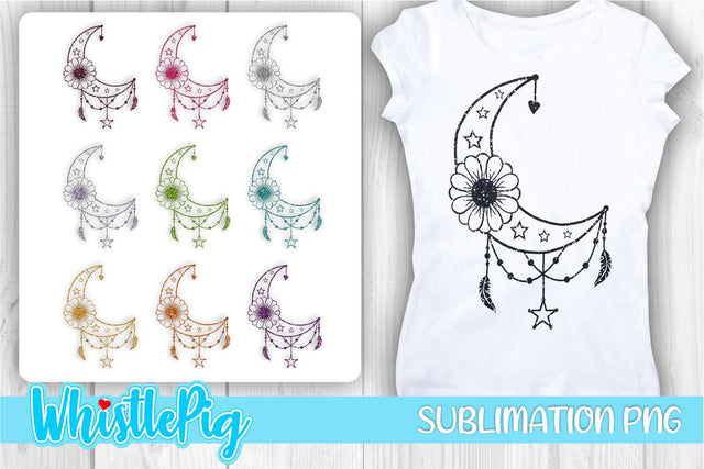 Sublimation Crescent Moon - Mystical Sublimation - Sublimation Moon - Glitter Sublimation Sublimation Glitter Moon Sublimation Dreamcatcher Sublimation Whistlepig Designs 