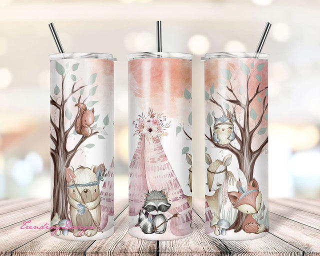 Sublimation Design Download, 20oz Skinny Tumbler PNG Wrap, Waterslide Download, Woodland Animals Sublimation TrendingDesign 