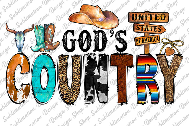 Sublimation Design, God's Country Png, Western Png, Country Sublimation, Cowhide Leopard Png, Bull Skull Png, Sublimation Designs Downloads, Digital Download, Western Sublimation, Country Sublimation SublimationDesignShop 