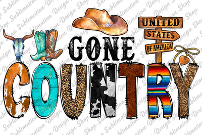Sublimation Design, Gone Country Png, Western Png, Country Sublimation, Cowhide Leopard Png, Bull Skull Png, Sublimation Designs Downloads, Digital Download Sublimation SublimationDesignShop 