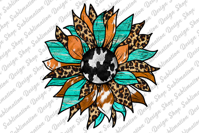 Sublimation Design, Sunflower Png, Sunflower Sublimation, Sunflower Clipart, Cowhide, Leopard Sunflower Png, Western Png, Digital Download, Sublimation Design, PNG Sublimation SublimationDesignShop 