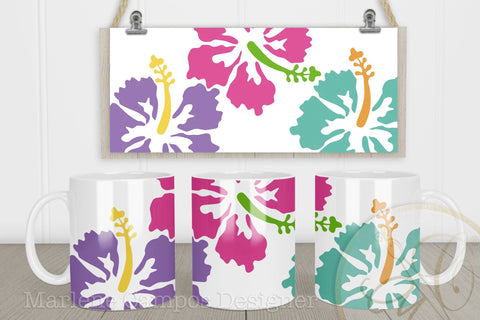 Sublimation Designs for Mugs / Pink, Purple, Turquoise Summer Flowers Sublimation Marlene Campos 