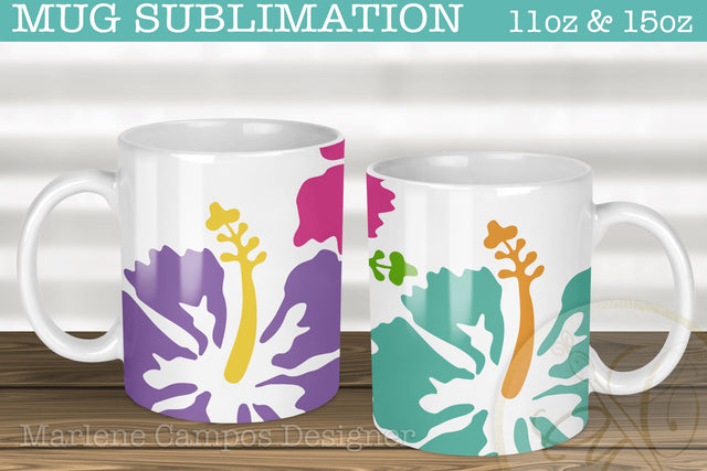Sublimation Designs for Mugs / Pink, Purple, Turquoise Summer Flowers Sublimation Marlene Campos 
