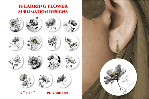Sublimation earring bundle. Circle earring template Flowers Sublimation Angelina Semenova 