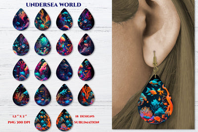 Sublimation earring bundle. Under the sea. Earring template Sublimation Angelina Semenova 