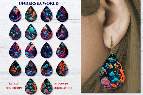 Sublimation earring bundle. Under the sea. Earring template Sublimation Angelina Semenova 