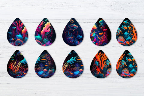 Sublimation earring bundle. Under the sea. Earring template Sublimation Angelina Semenova 