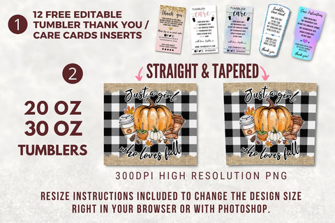 Sublimation Fall Tumbler png, 20oz Skinny Tumbler Sublimation Design, Just a girl who loves fall Png, Hello Fall, Thanksgiving PNG Sublimation TumblersByPhill 