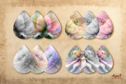 Sublimation flower earring bundle. Earring template Sublimation Angelina Semenova 